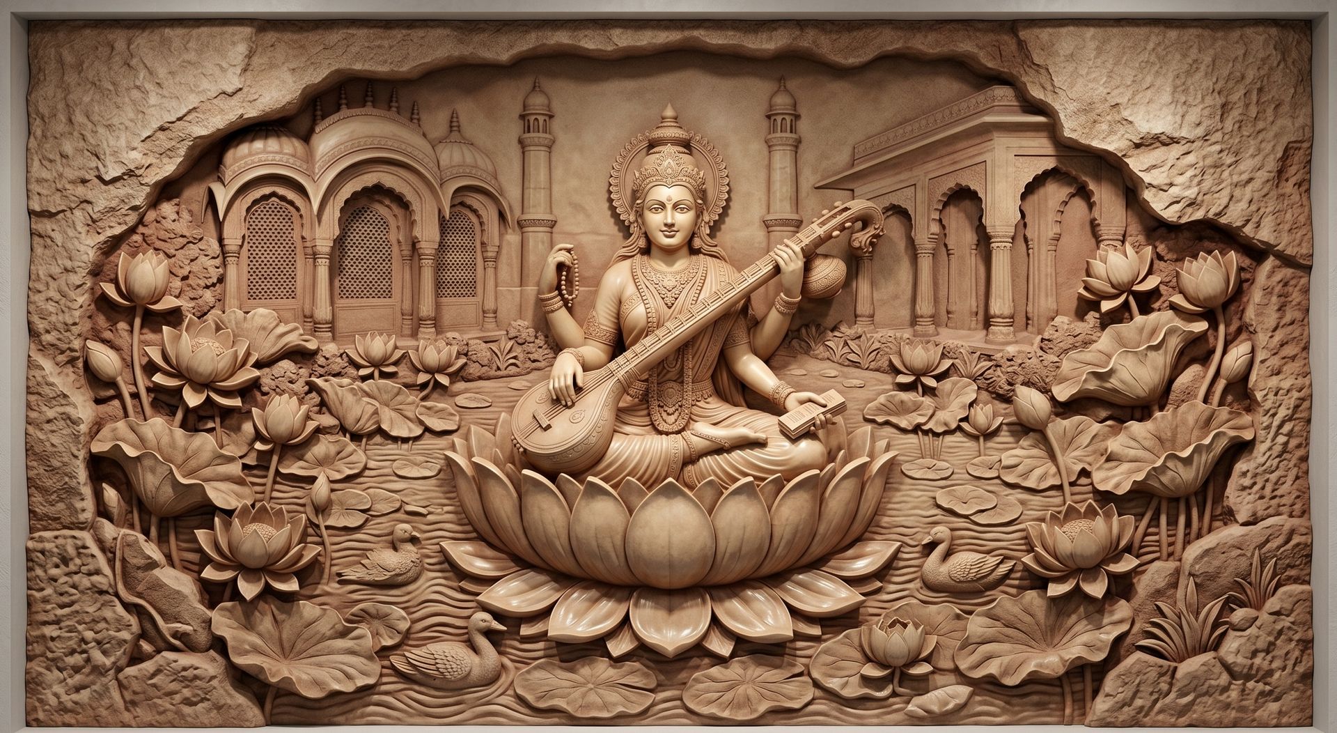 Artistic stone sculpture detail